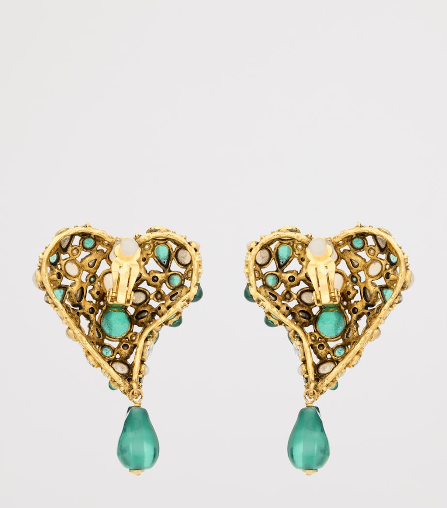 أقراط Saint Laurent Crystal Heart (ماركة بريطانية)