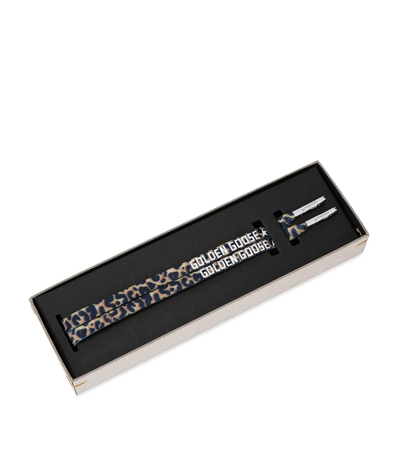 Golden Goose leopard print fabric shoelaces, imported from the UK