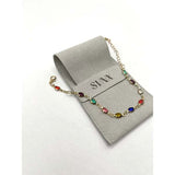 SVNX multicolour oval chain bracelet with crystal gems, UK version