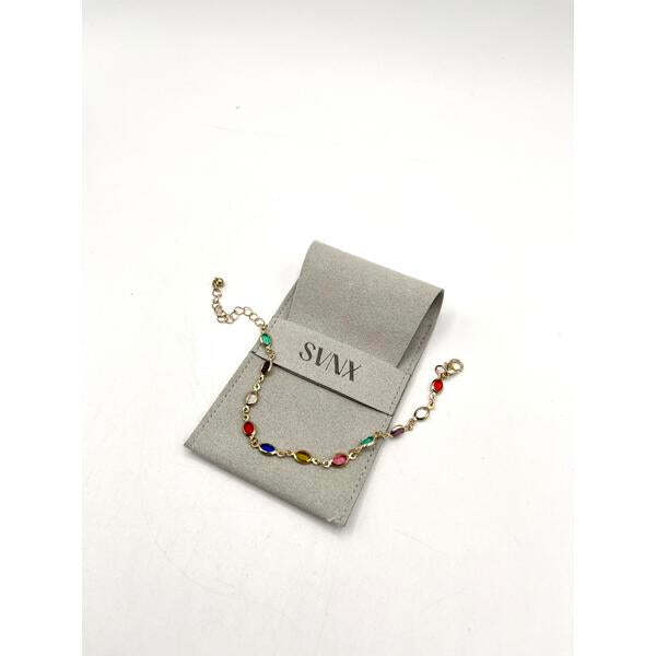 SVNX multicolour oval chain bracelet with crystal gems, UK version