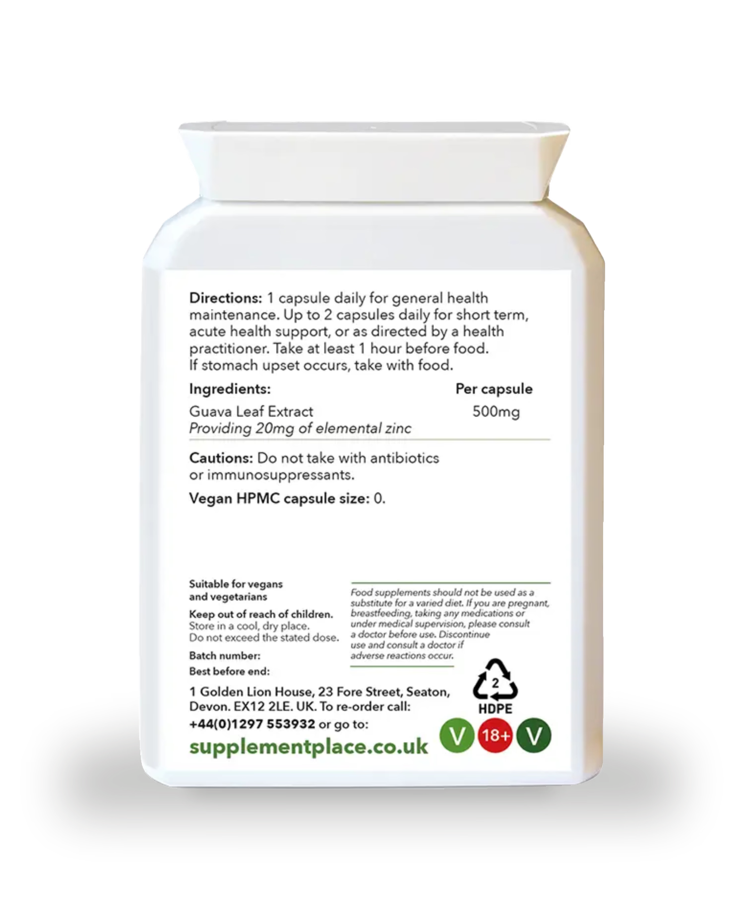 Supplement Place wholefood zinc 20mg 60 capsules (British brand)