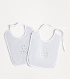 Brunello Cucinelli baby bibs set of 2 with teddy bear motifs, imported from the UK