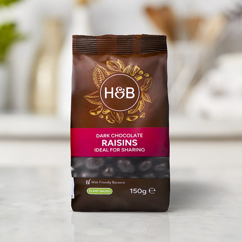 Holland & Barrett dark chocolate raisins 150g, UK version