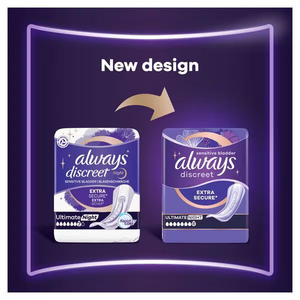 Always Discreet Incontinence Pads Ultimate Night 6 pack - British product