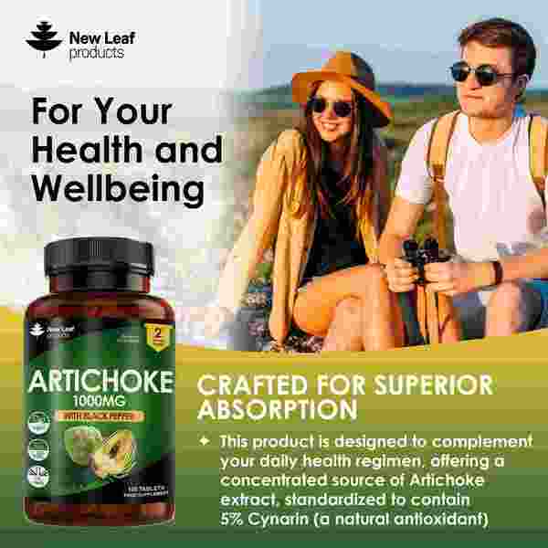 New Leaf artichoke extract 1000mg tablets with black pepper, UK version