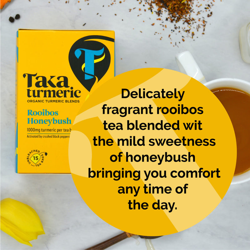 Taka Turmeric organic rooibos honeybush turmeric tea 15 teabags, UK version