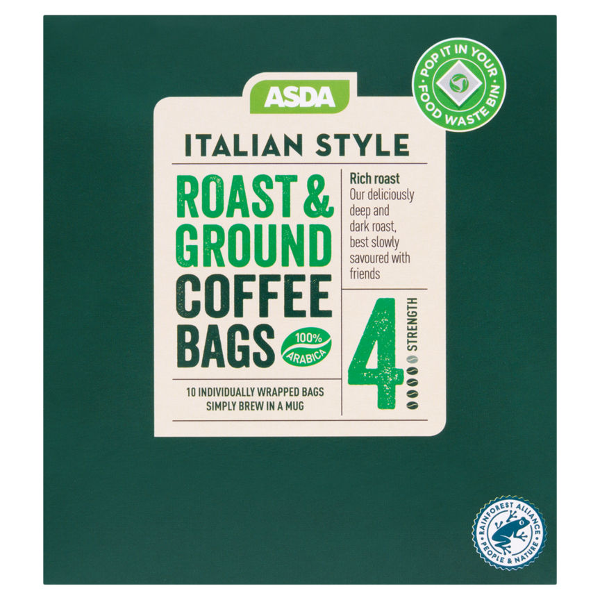 ASDA Italian Style Roast & Ground Coffee Bags 10 x 7.5g (75g)