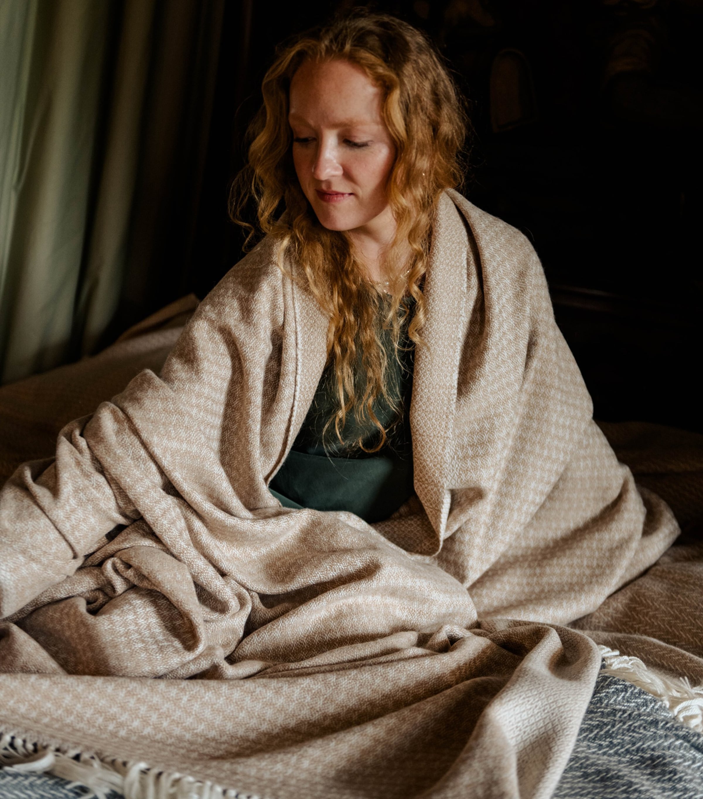 Araminta Campbell Alpaca-Blend Willow Throw 150cm x 230cm - British product