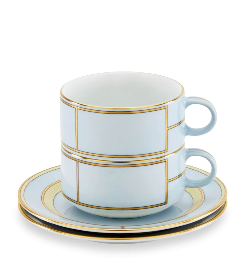 Ginori 1735 Celeste teacup and saucer set, UK version