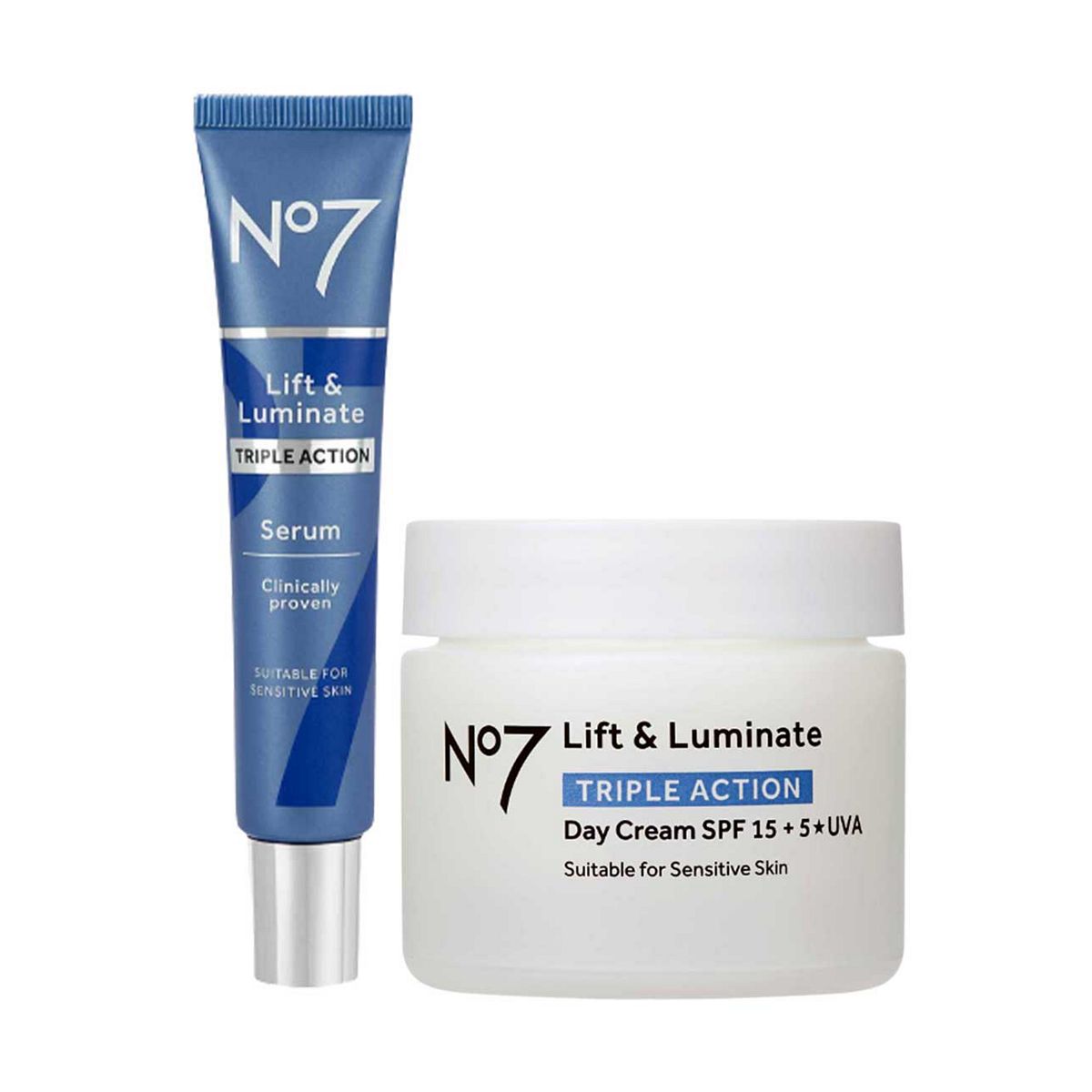 No7 Lift & Luminate TRIPLE ACTION Day Cream & Serum Bundle GOODS Boots   