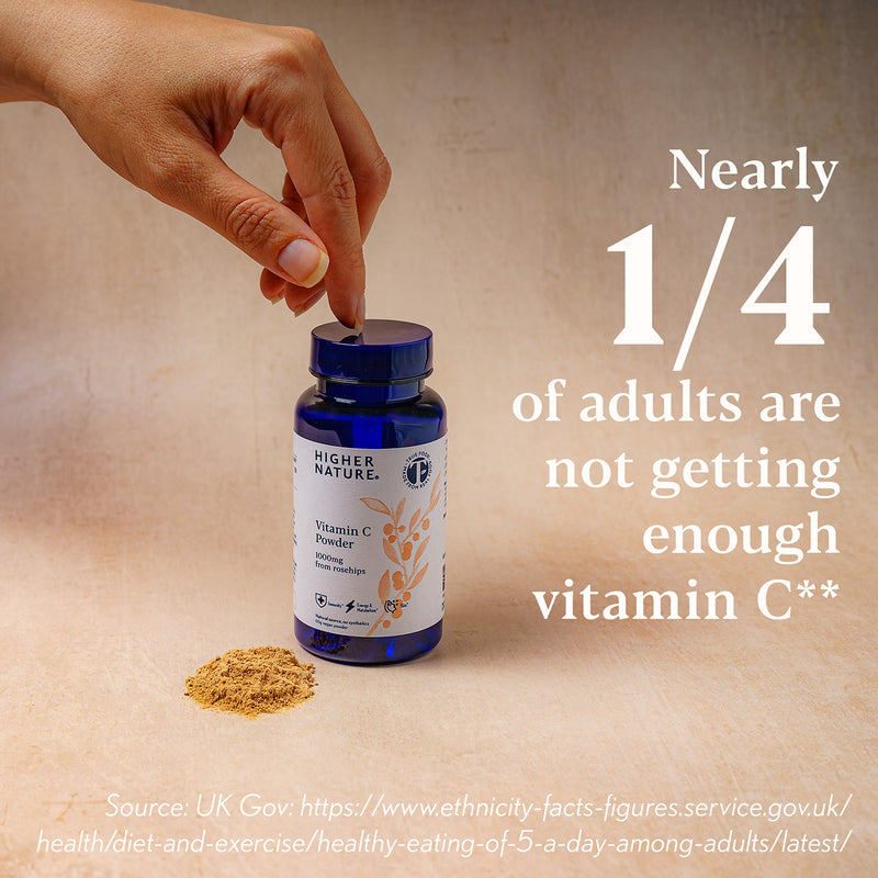 Higher Nature rosehip vitamin C powder 66g, UK version
