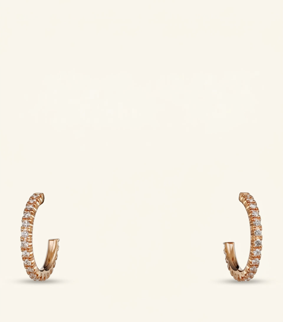 Cartier rose gold diamond hoop earrings small, imported from the UK