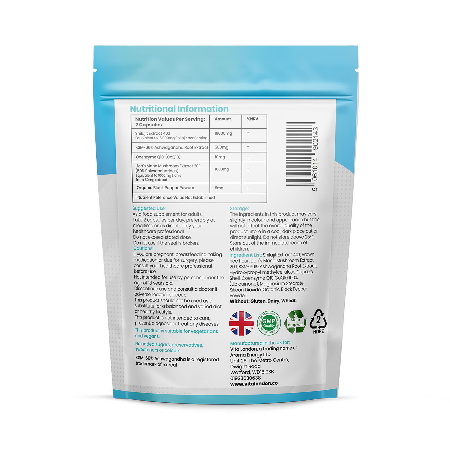 Shilajit 5-in-1 Complex capsules 60 count (British brand)