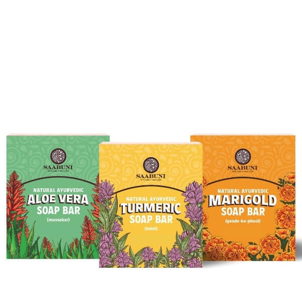 Saabuni soap bar collection set Turmeric Marigold Aloe Vera - British product