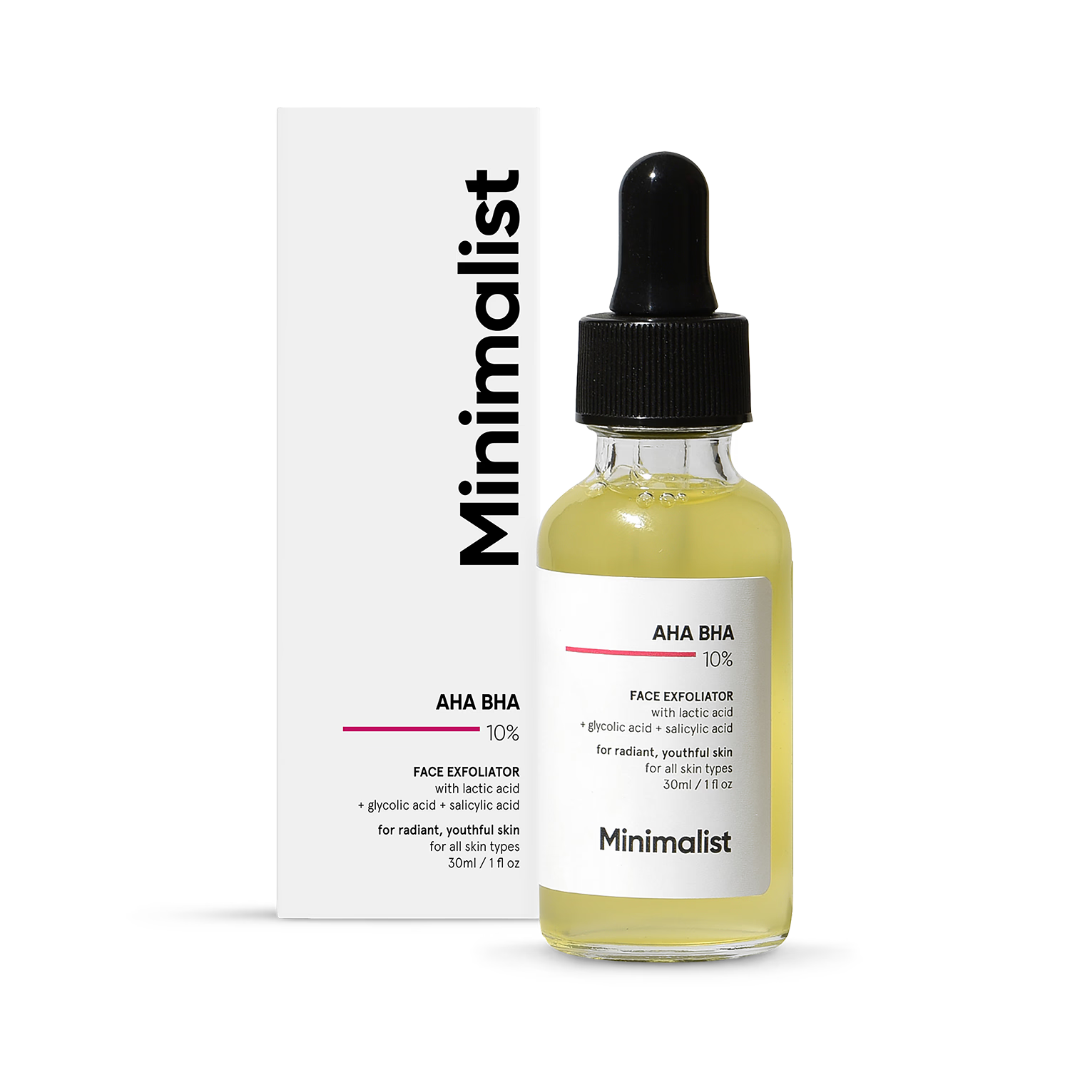Minimalist AHA BHA 10% face exfoliator 30ml, imported from the UK