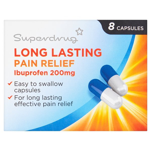 Superdrug Long Lasting Pain Relief Ibuprofen 8 Tabs 200mg