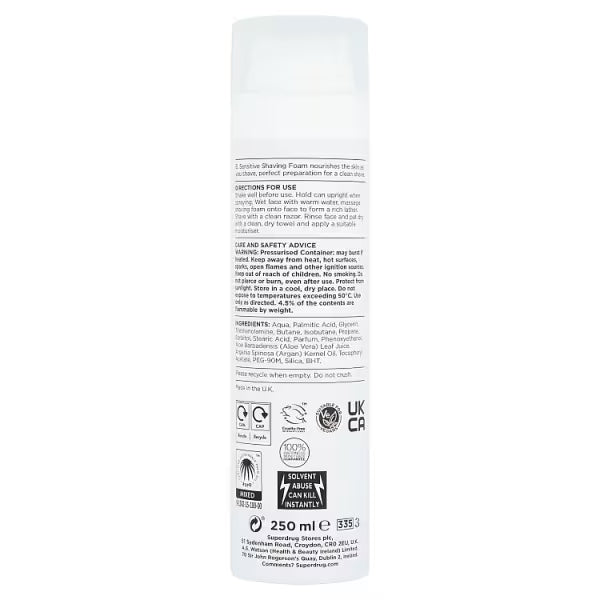 Superdrug B Men sensitive shave foam 250ml (British brand)