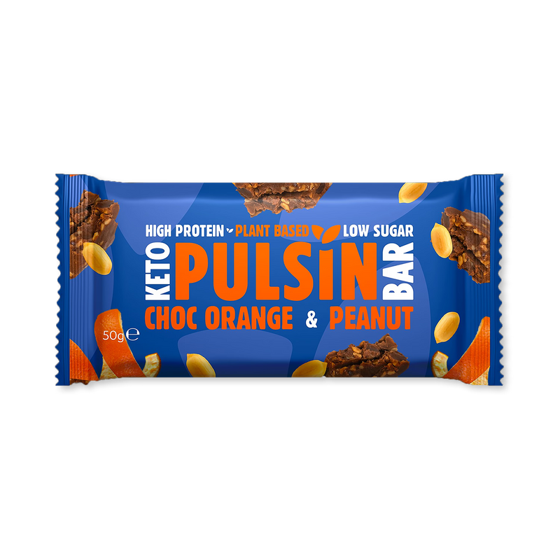 Pulsin Orangen-Schokoladen-Erdnuss-Keto-Riegel 50g (Britische Marke)