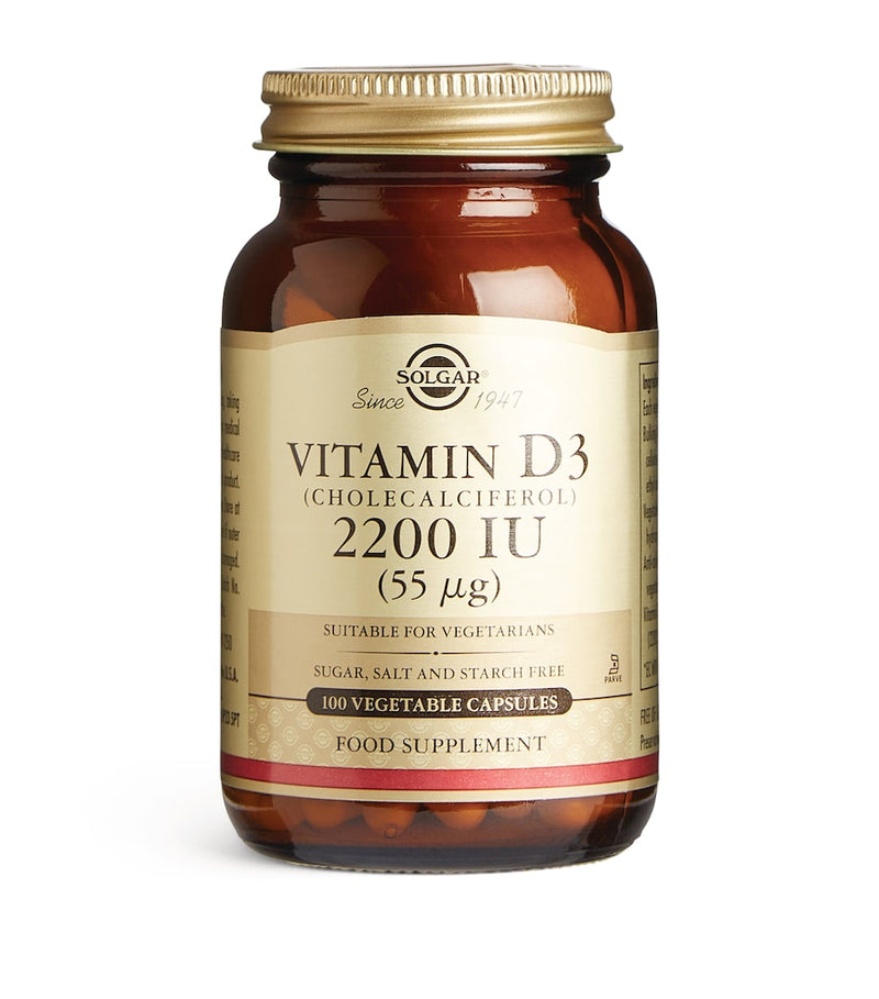 Solgar vitamin D3 supplement 2200 IU 100 capsules (British brand)