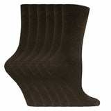 Sock Snob 6 Pairs Ladies Plain Coloured Cotton Socks 4-7 UK GOODS Superdrug PL30 Dark Brown  