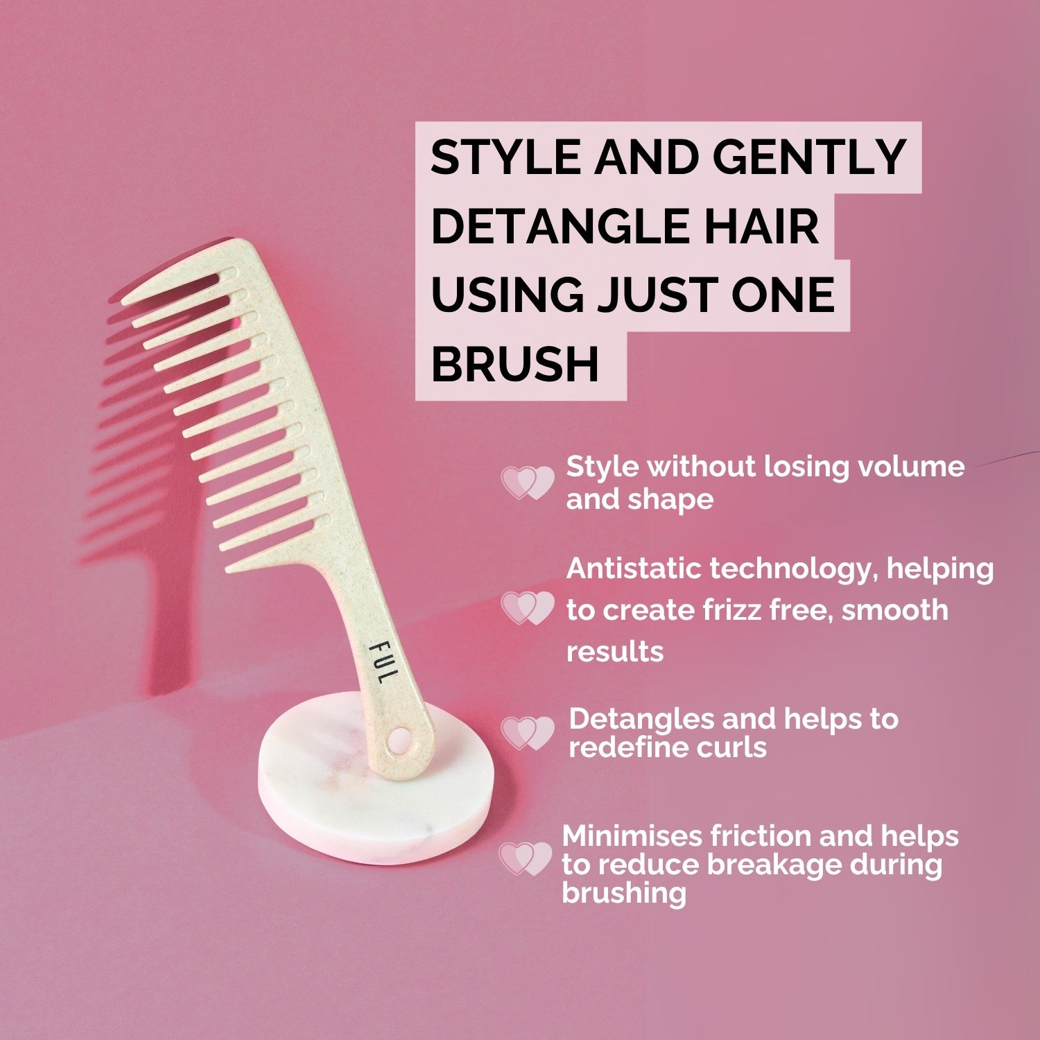 Ful wide tooth comb for wet and dry hair, UK version