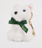 Harrods Westie dog keyring with plush faux fur, imported from the UK