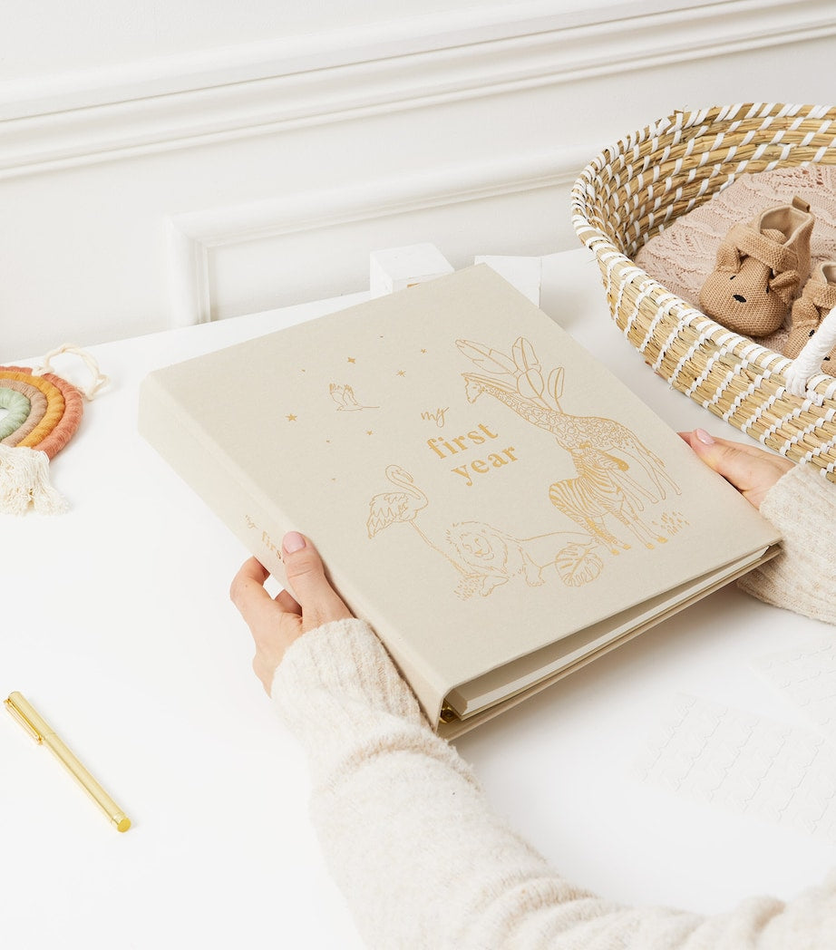 Blush and Gold safari-themed baby photo album 30x28x6cm - British product