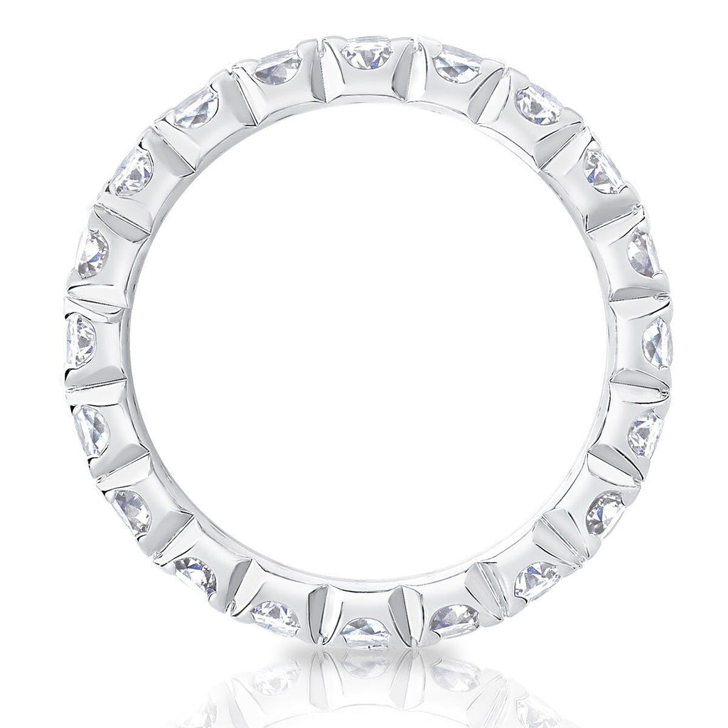 2.00ctw Round Brilliant Cut Claw Set Eternity Ring, Platinum in 6 Sizes