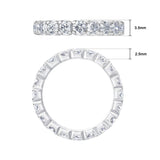 2.00ctw Round Brilliant Cut Claw Set Eternity Ring, Platinum in 6 Sizes