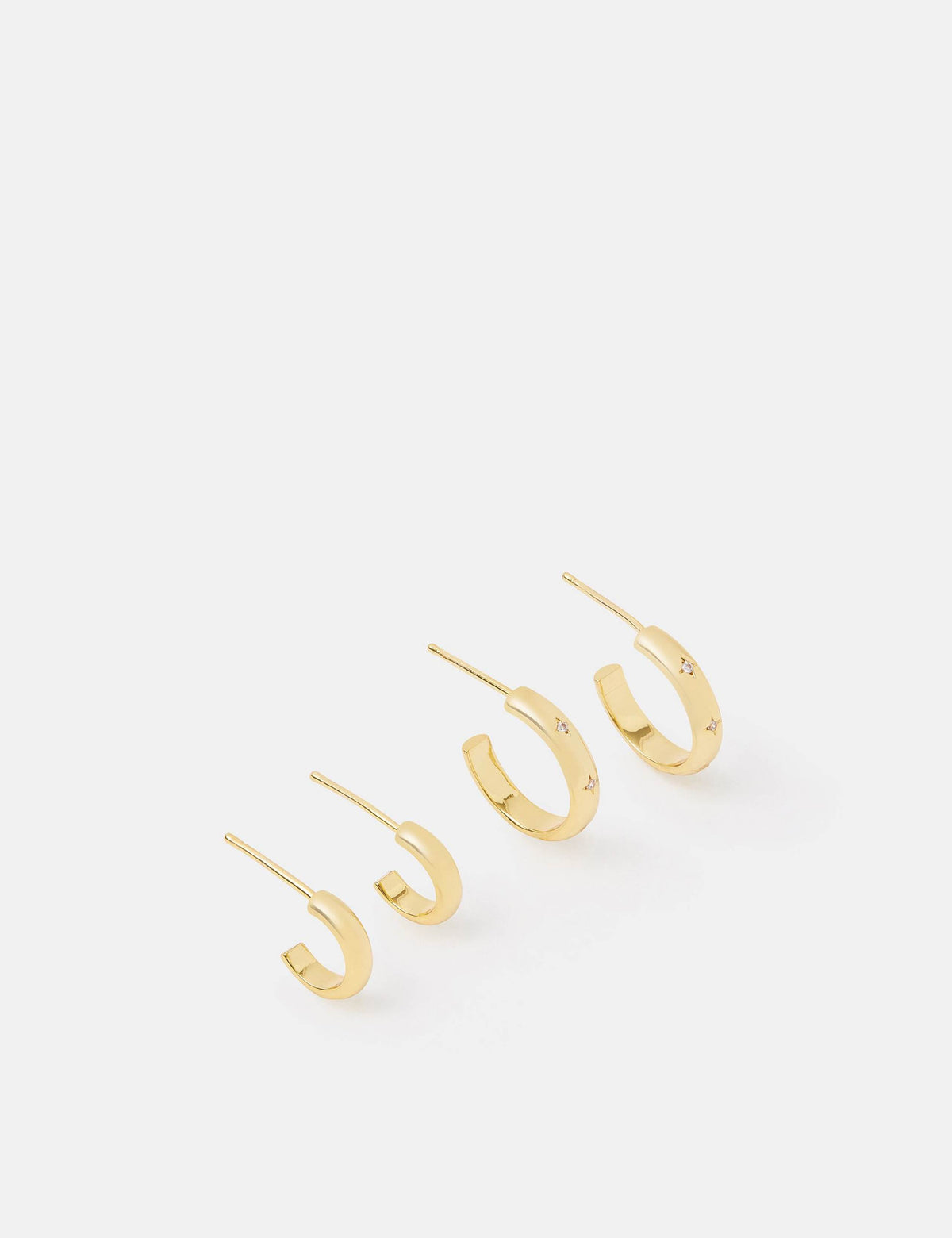 Accessorize 14ct gold plated star hoop earrings 2 pack - British product