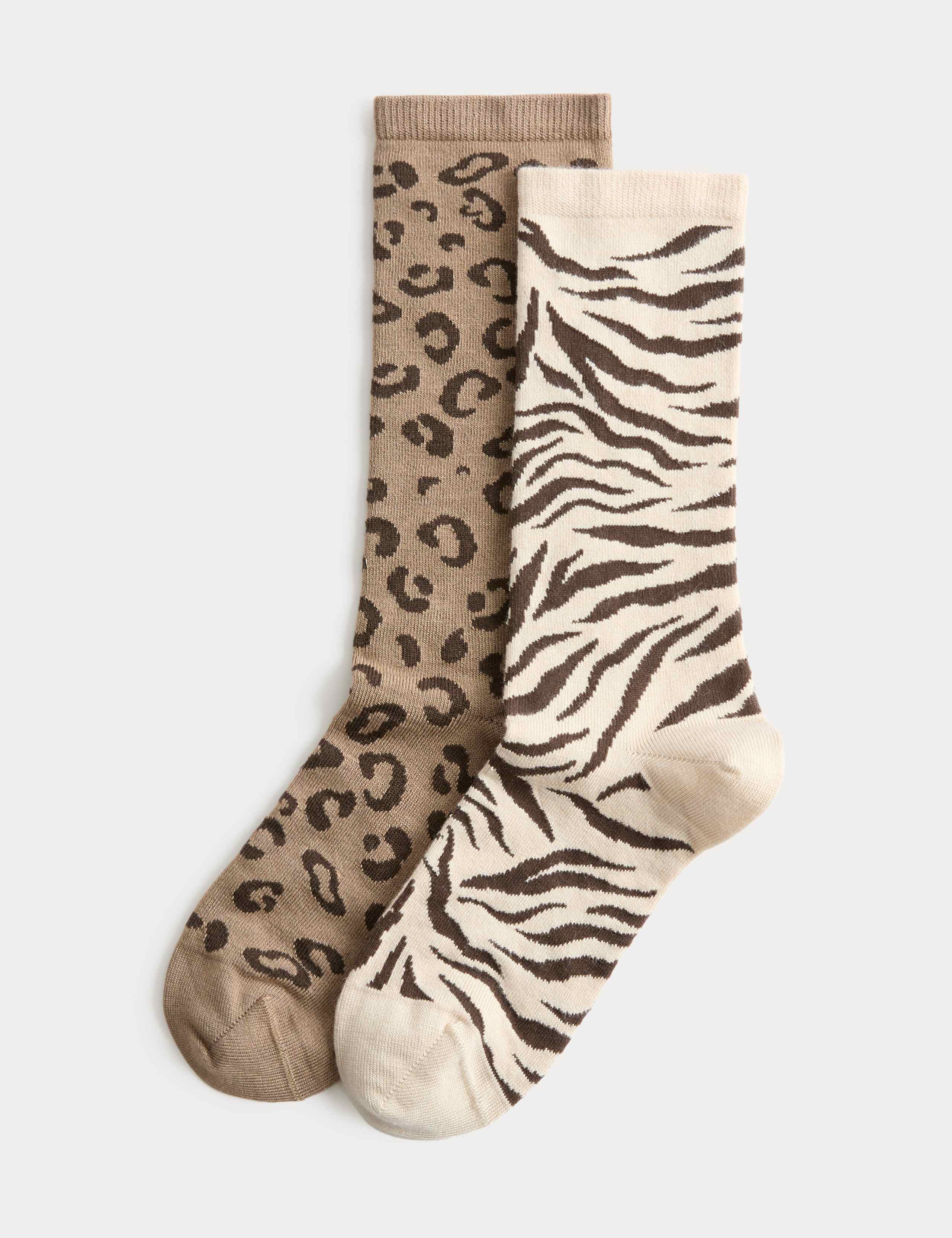 M&S animal print crew socks 2 pack - British product