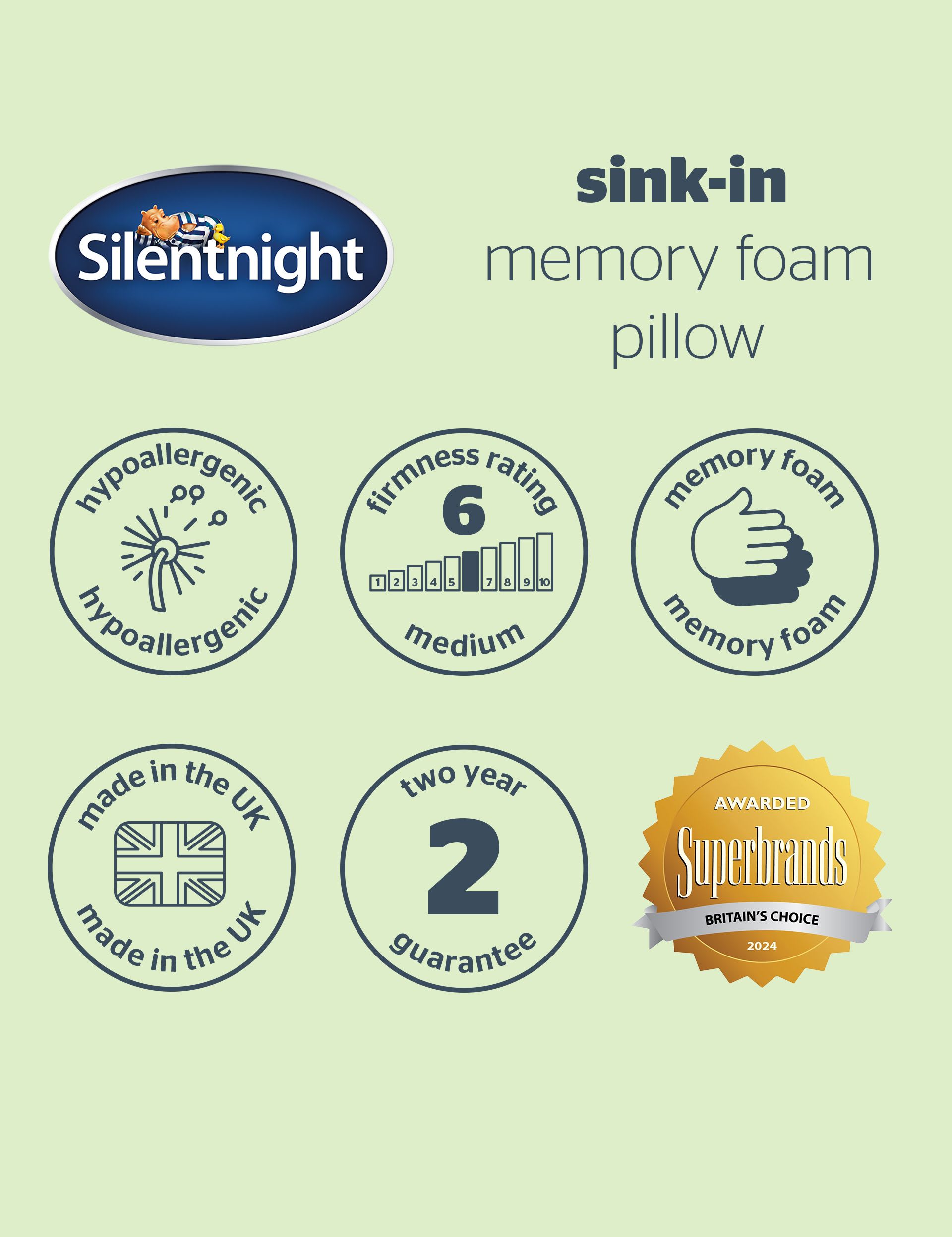 Silentnight Anti-Allergy Memory Foam Pillows 2 Pack - British product