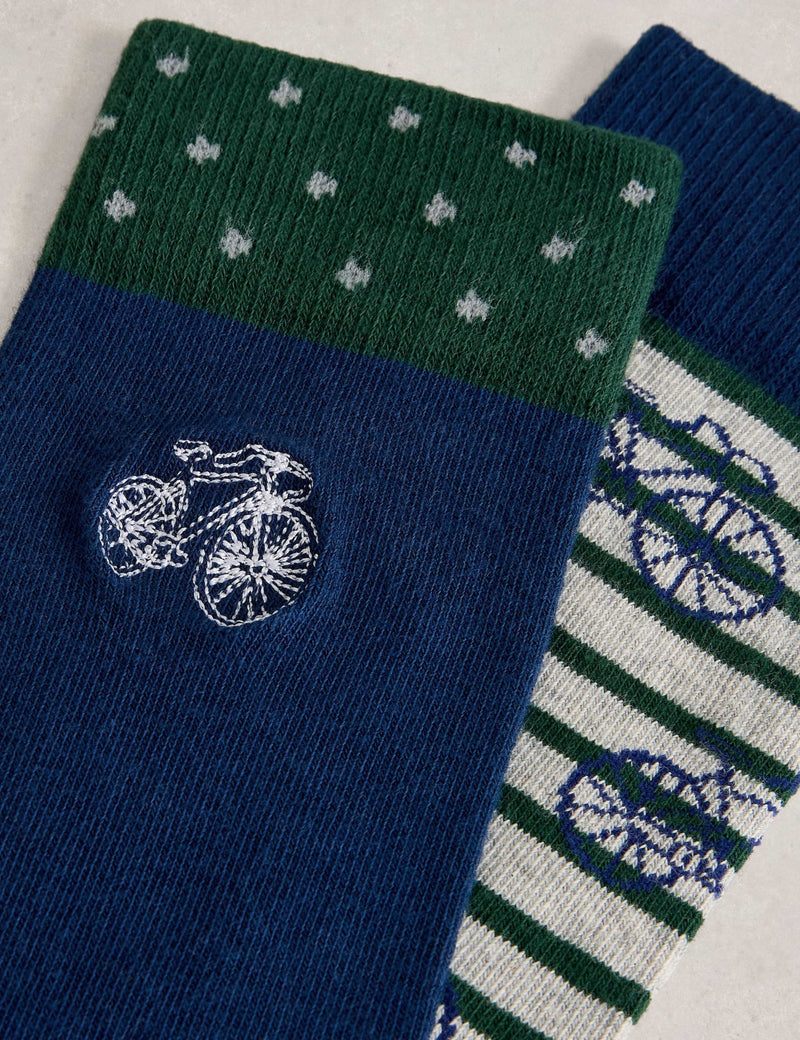 White Stuff socks bicycle design 2 pack, imported from the UK