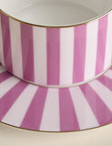 Bone china striped cups and saucers set - British product