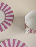Bone china striped cups and saucers set - British product