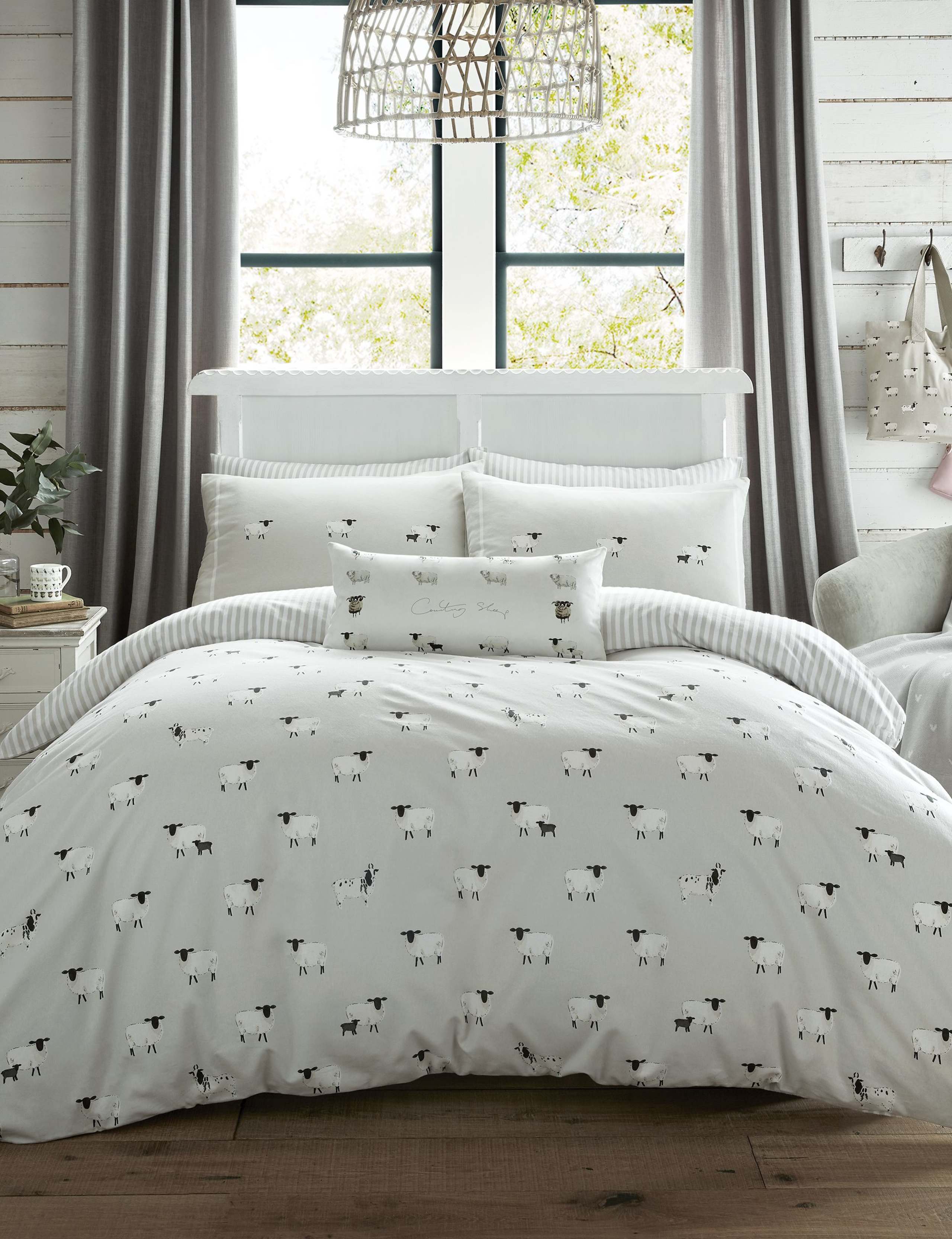Sophie Allport brushed cotton sheep print pillowcases 2 pack - British product