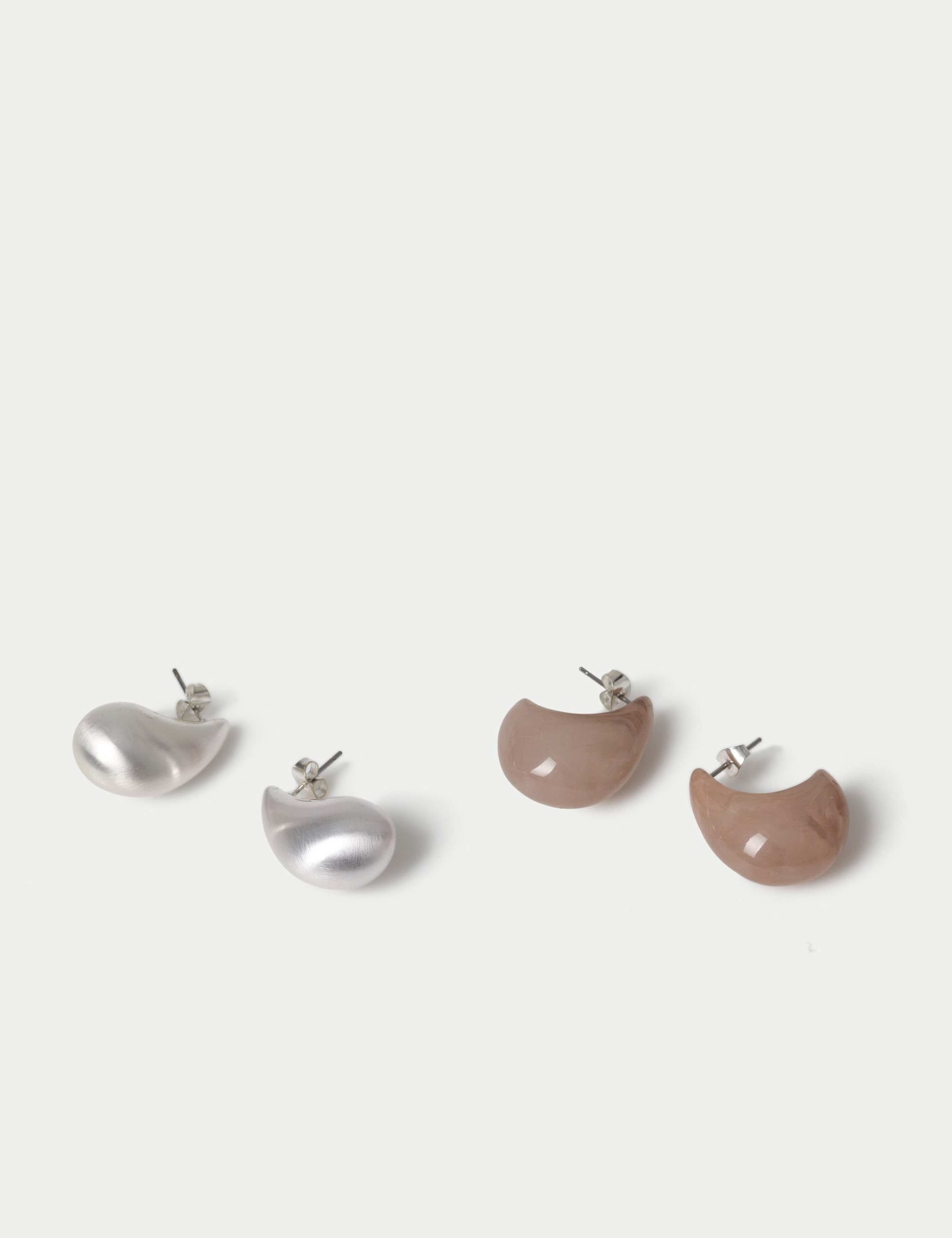 Brushed teardrop earrings 2 pack 12mm (British brand)