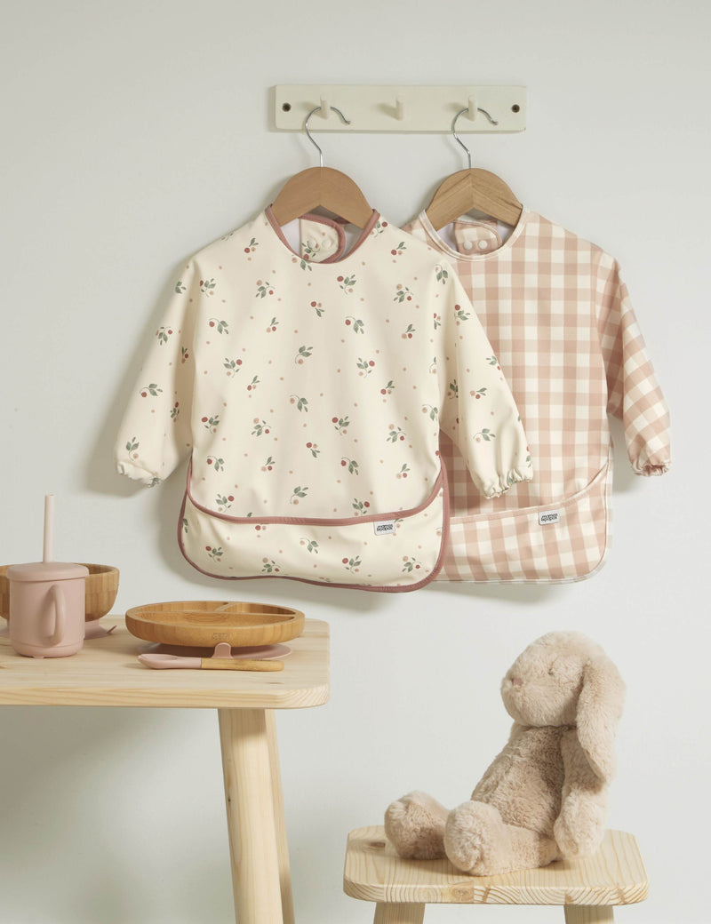 Mamas & Papas dribble bibs 2 pack checked cherry prints, UK version
