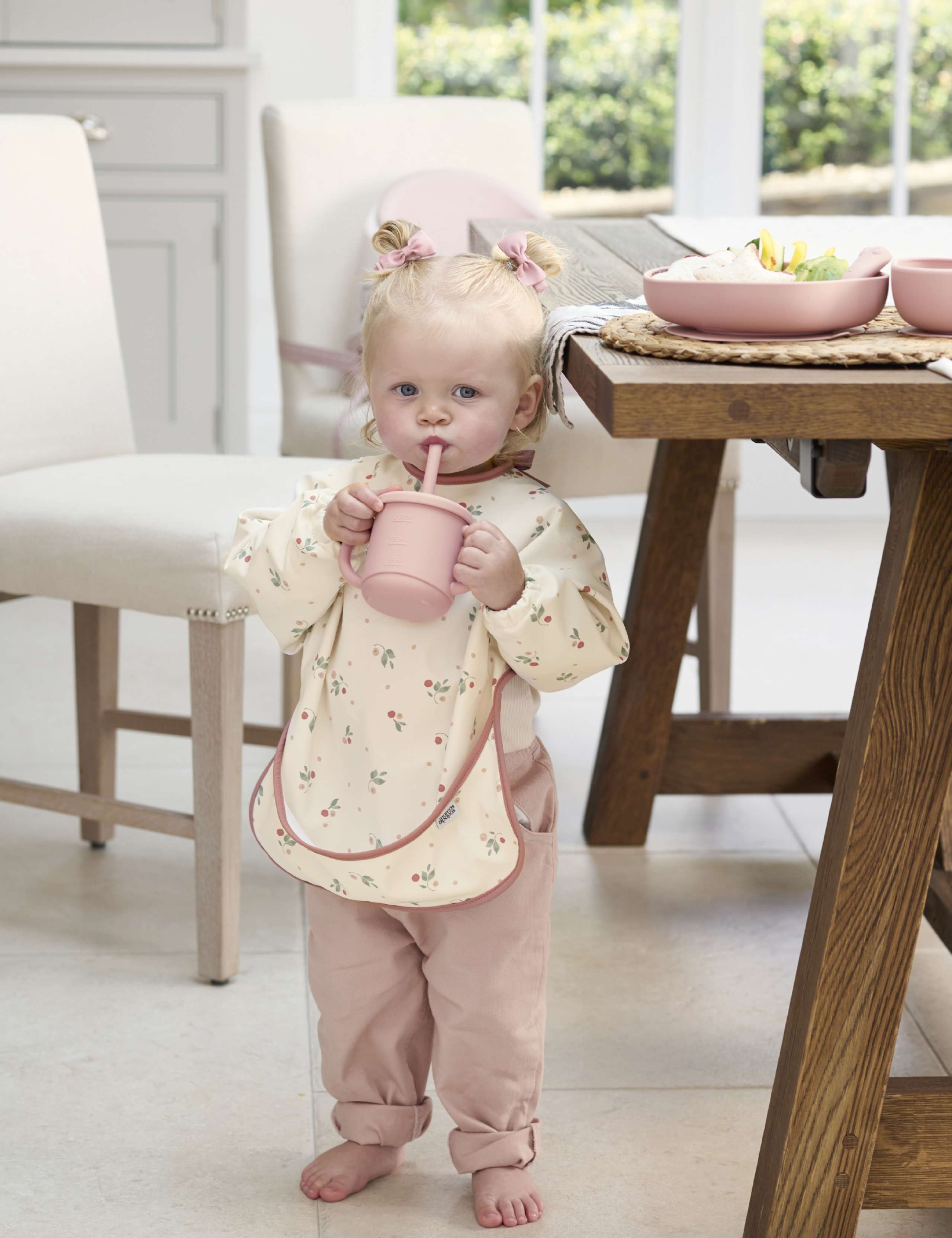 Mamas & Papas dribble bibs 2 pack checked cherry prints, UK version