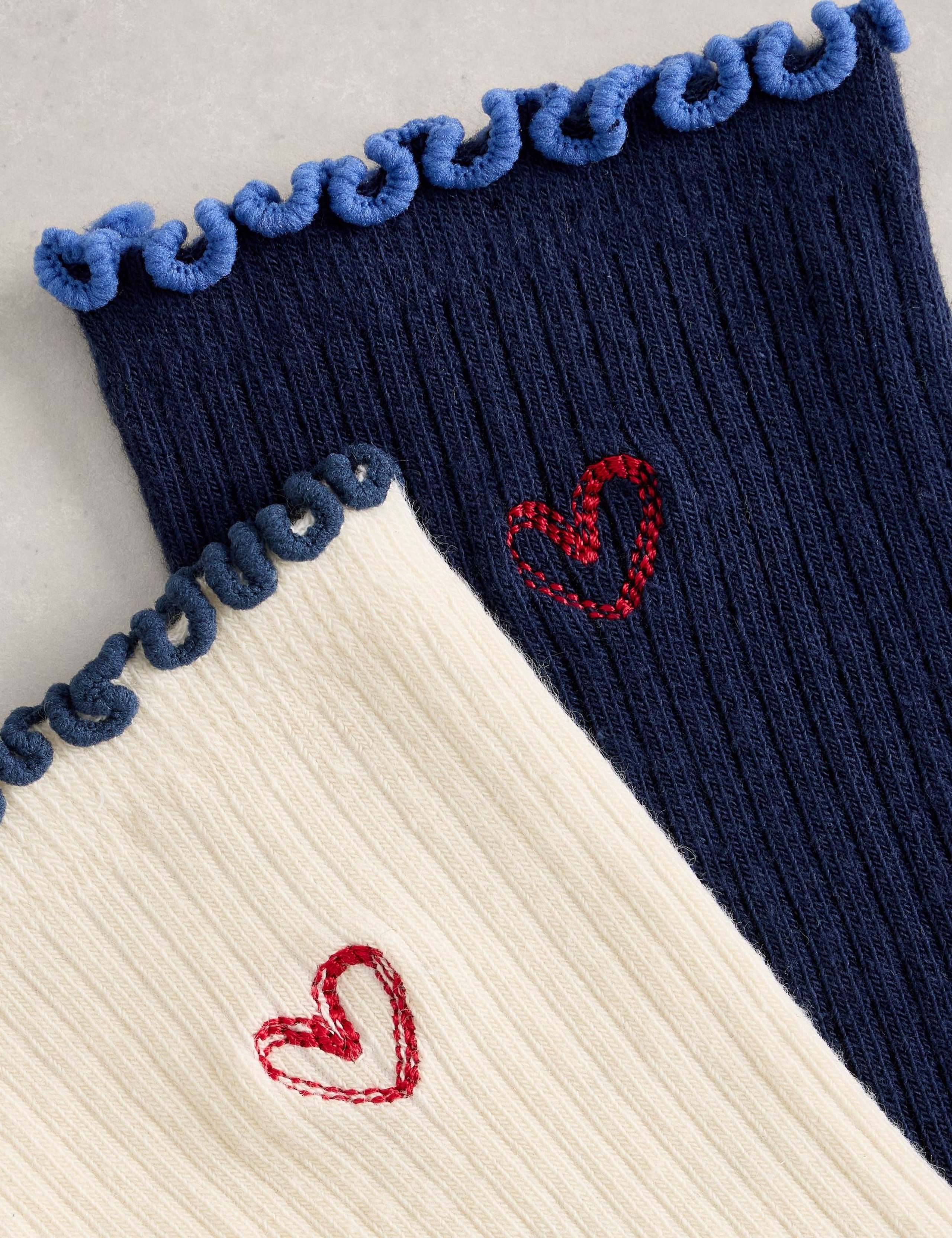 White Stuff 2 pack embroidered ankle socks - British product