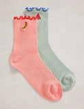 White Stuff cotton-rich fruit ankle socks 2 pack - British product