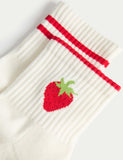 M&S cotton rich fruit quarter socks (British brand)