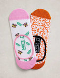 White Stuff leopard trainer socks 2 pack (British brand)