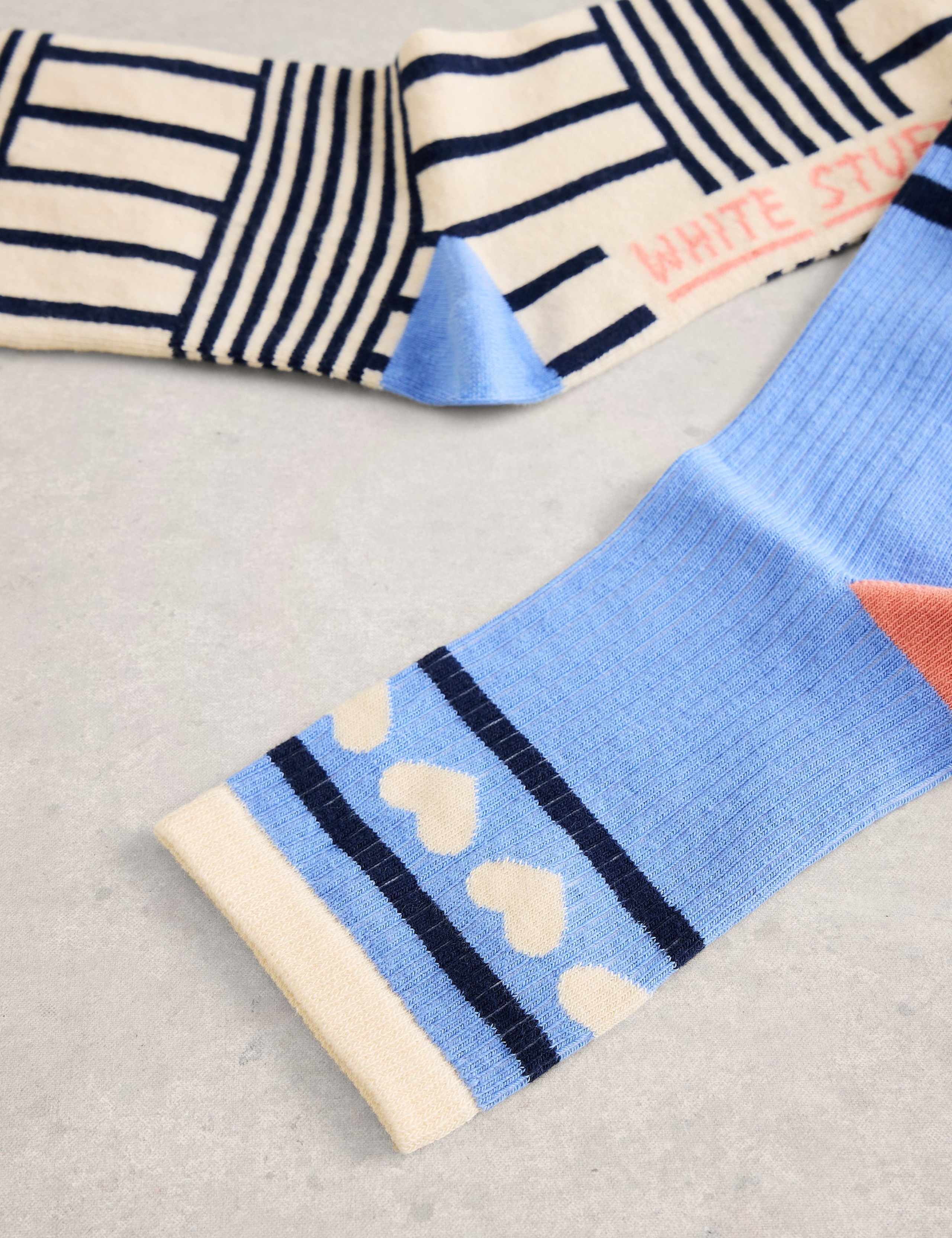 White Stuff 2 Pack Patterned Ankle Socks - British product