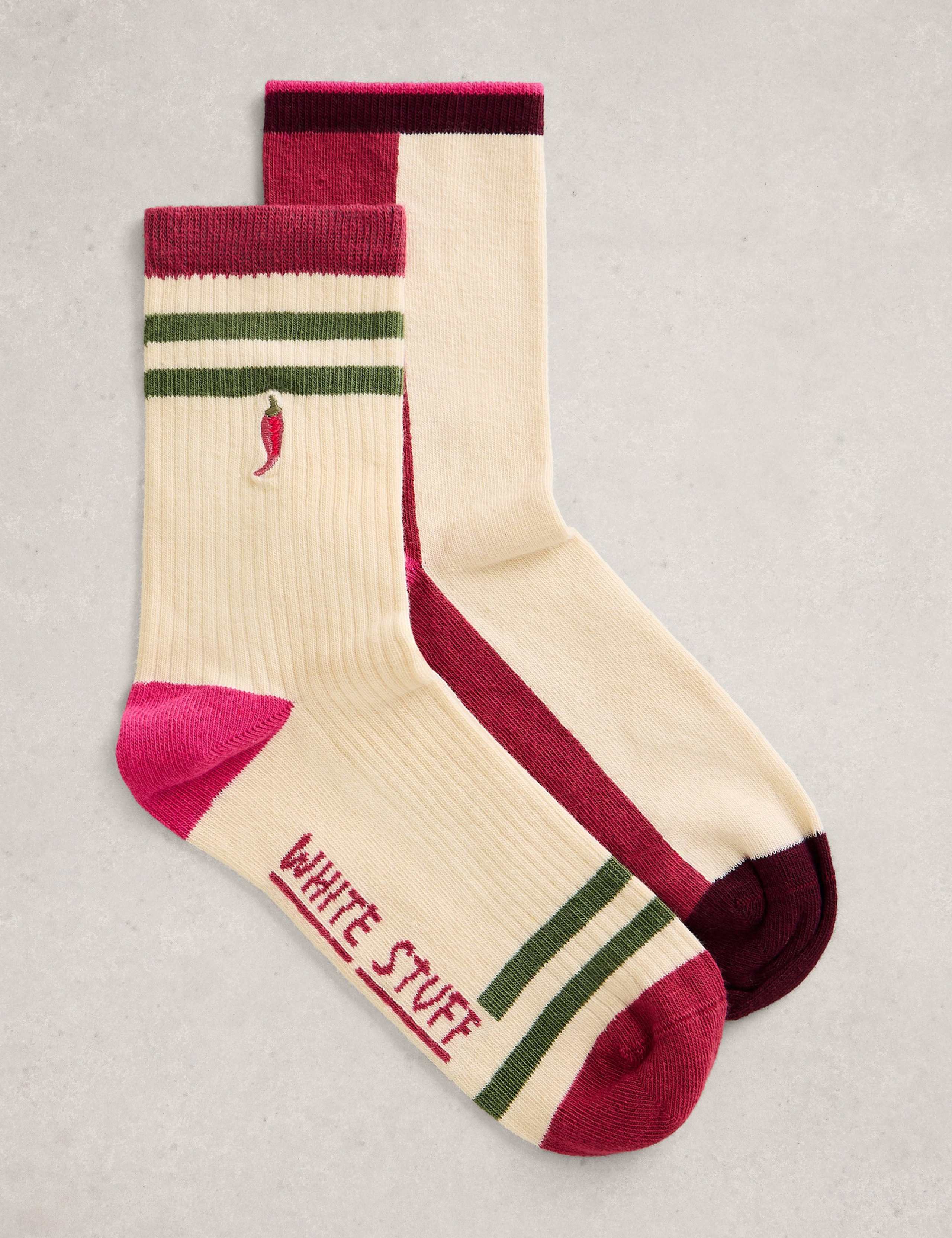 White Stuff cotton rich ankle socks 2 pack - British product