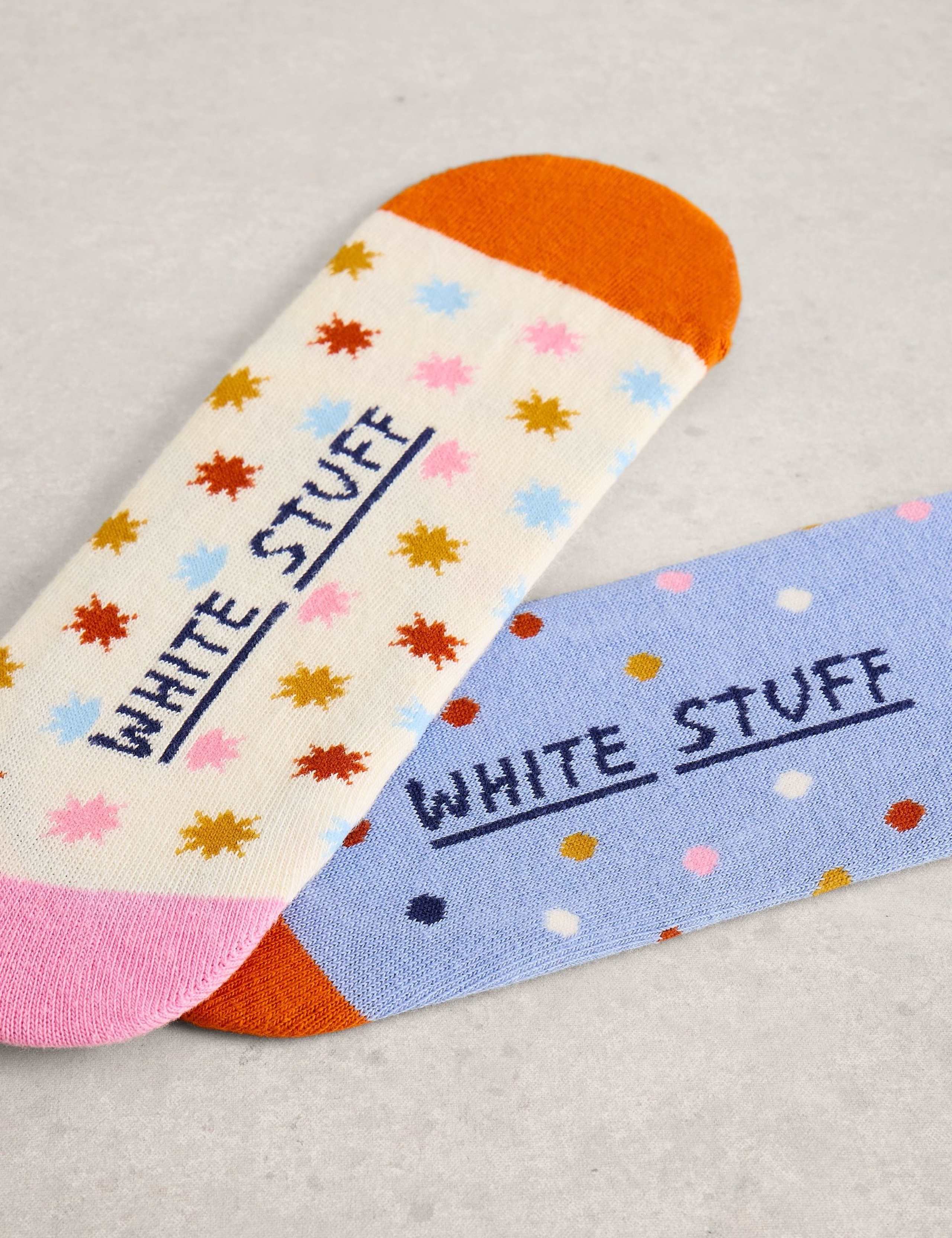 White Stuff cotton rich patterned footsies 2 pack, UK version