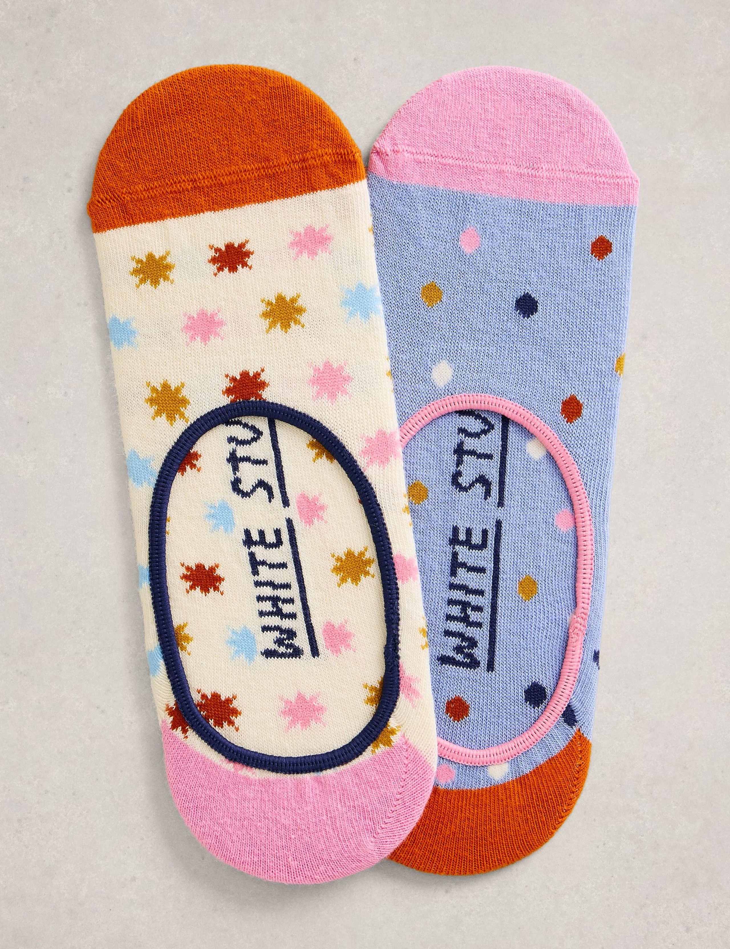 White Stuff cotton rich patterned footsies 2 pack, UK version