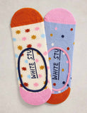 White Stuff cotton rich patterned footsies 2 pack, UK version