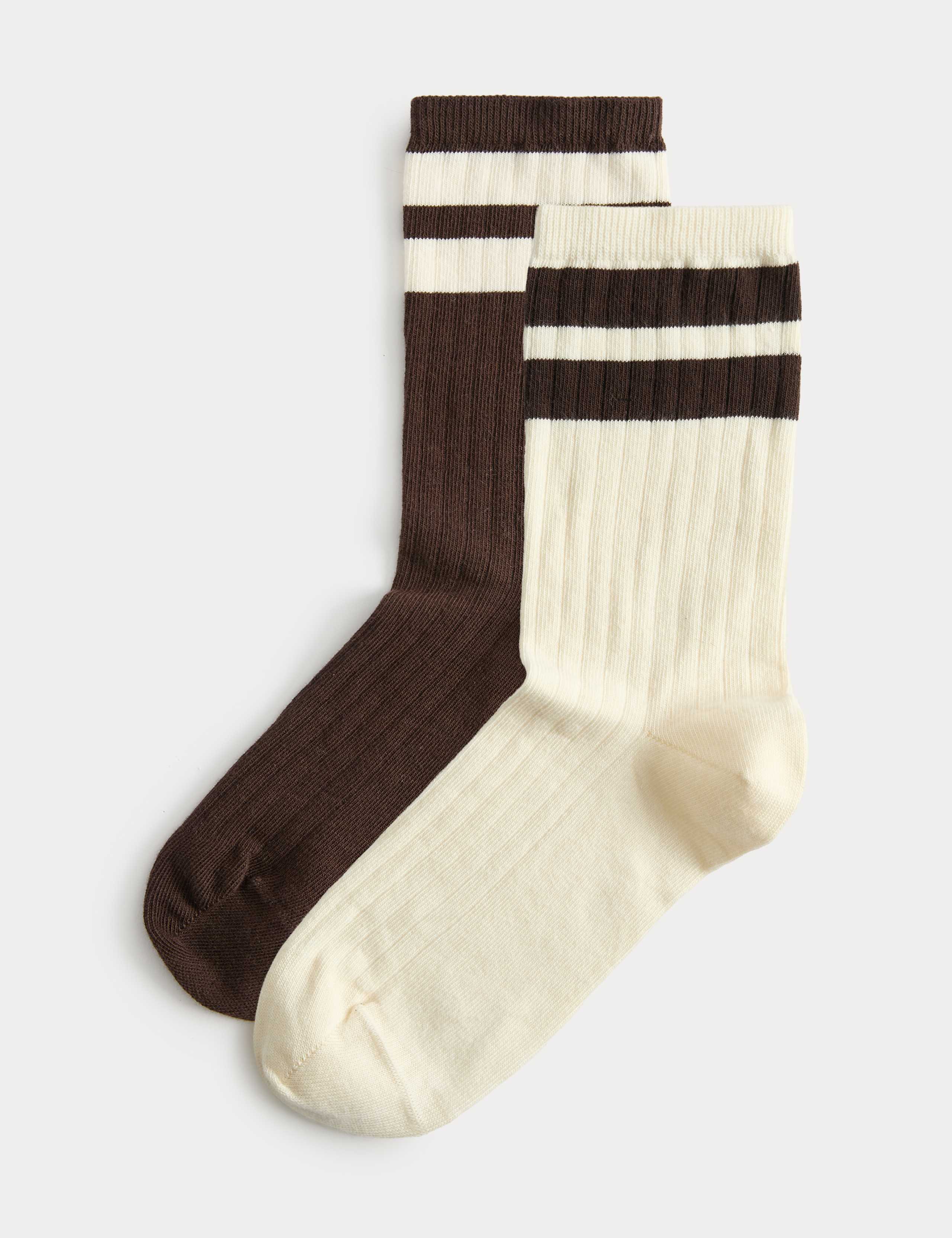 M&S cotton rich ribbed crew socks 2 pack (British brand)