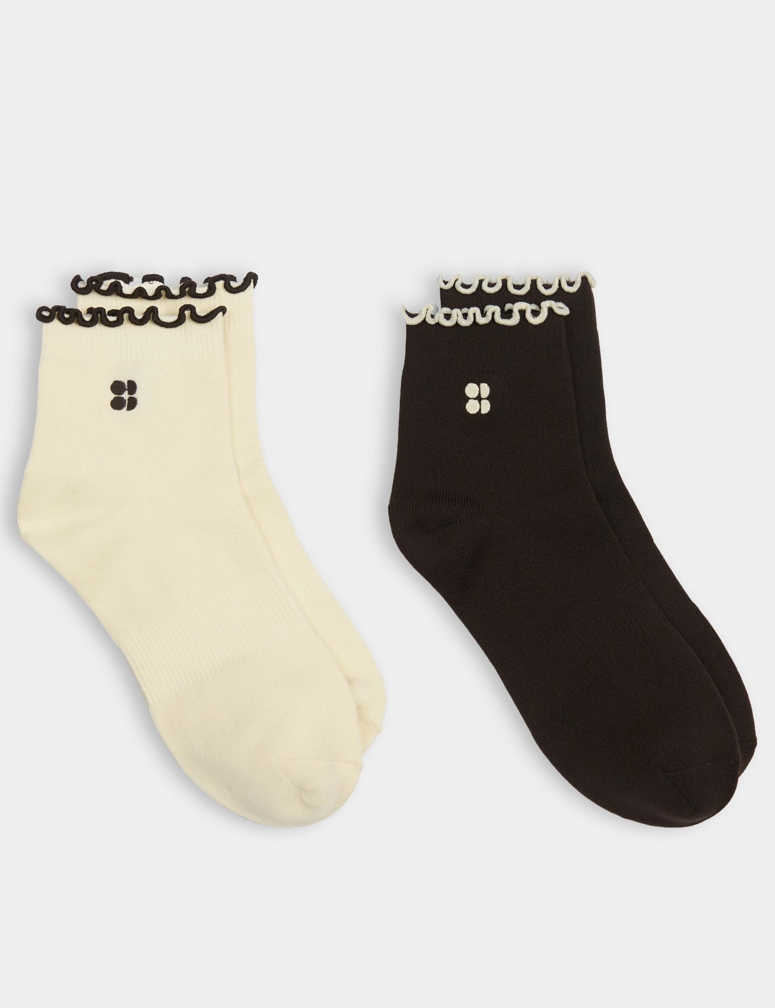 Sweaty Betty frill cuff ankle high socks 2 pack (British brand)